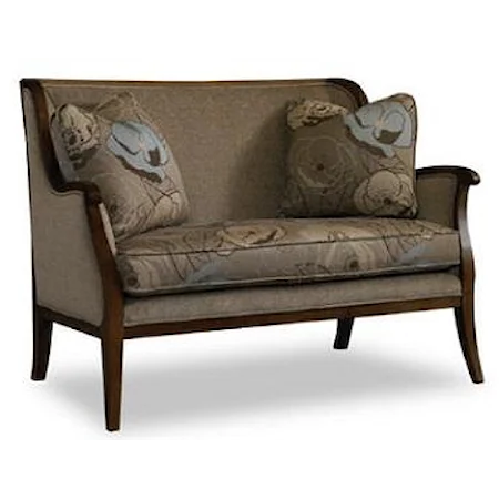 Exposed Wood Upholstered Settee